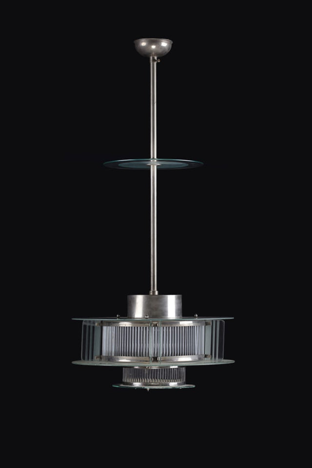 ArtDeco Chandelier with Hand-Cut Glass Tubes