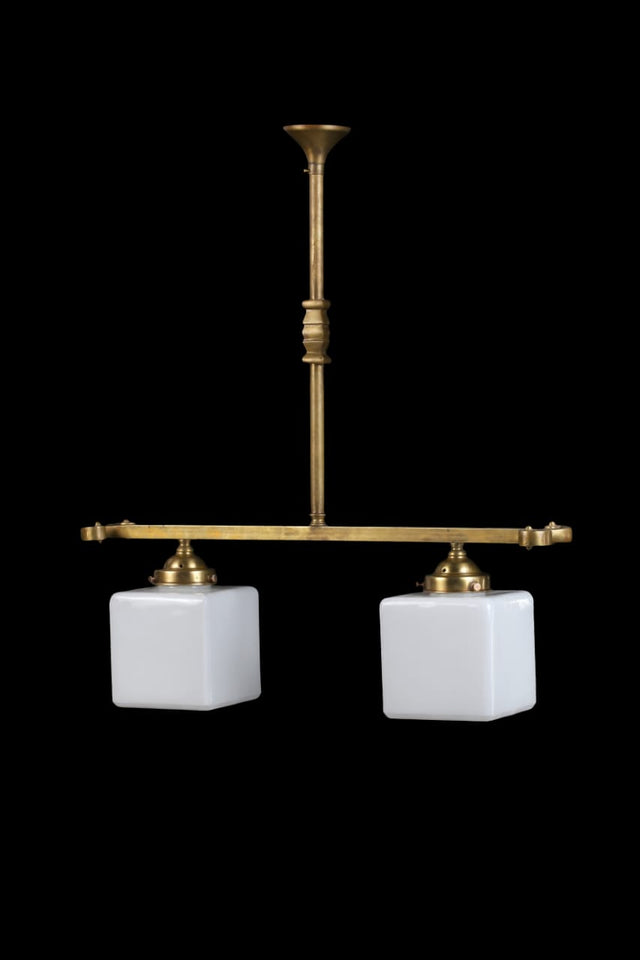 ArtDeco Chandelier with Opaline Cube Shades (customisable)