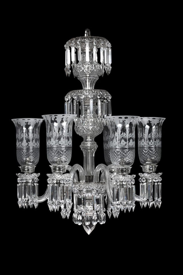 HT Classic Crystal Cut Glass 6 Light Chandelier