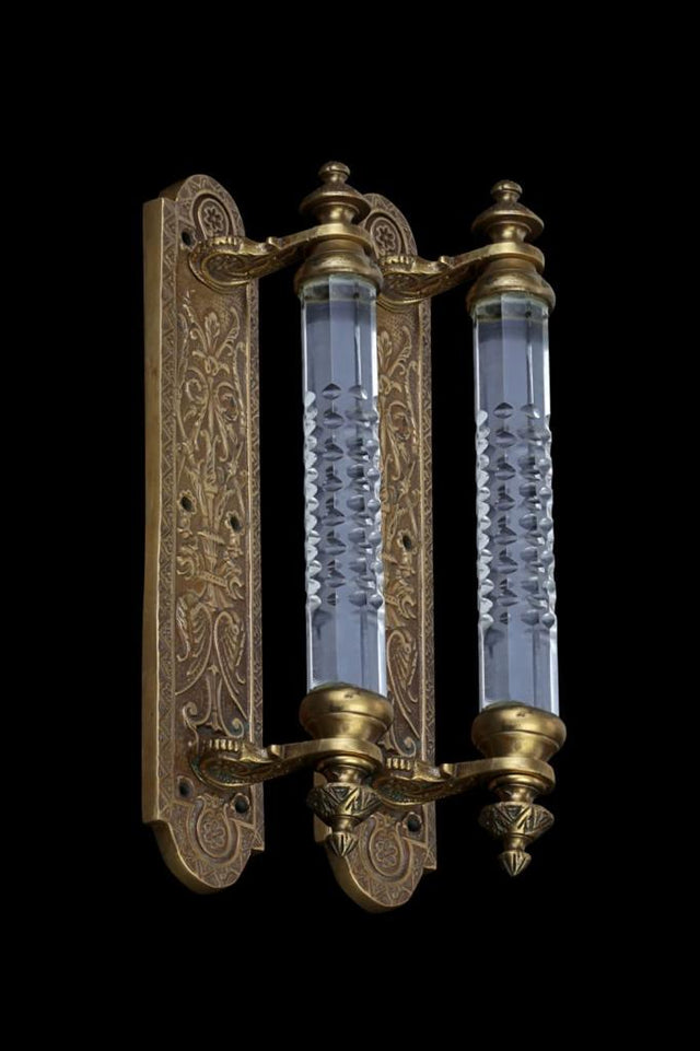 Etched & Engraved Brass with Cut Glass Handle