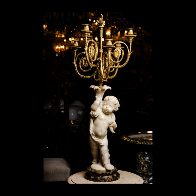 Marble Cherub Candleabra