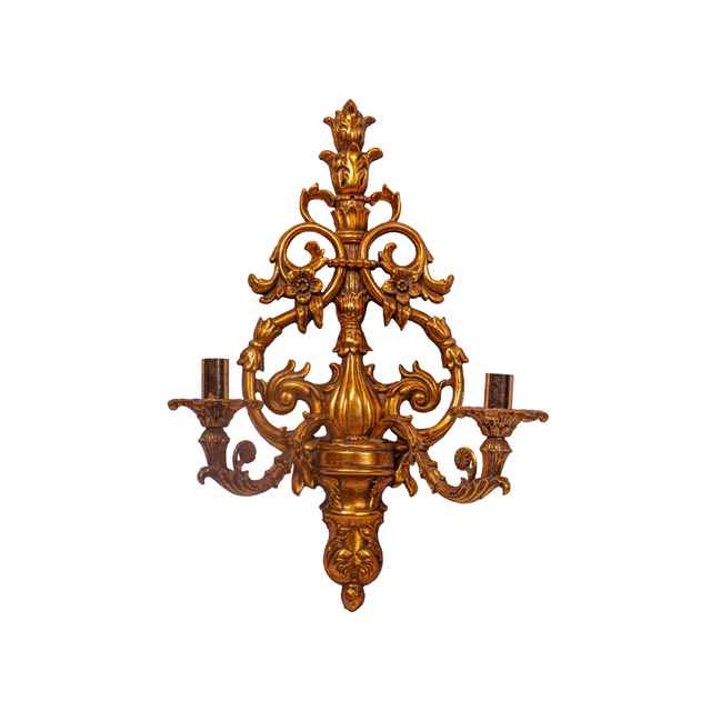 Vintage French Rococo Styled Pair of Wall Candelabra