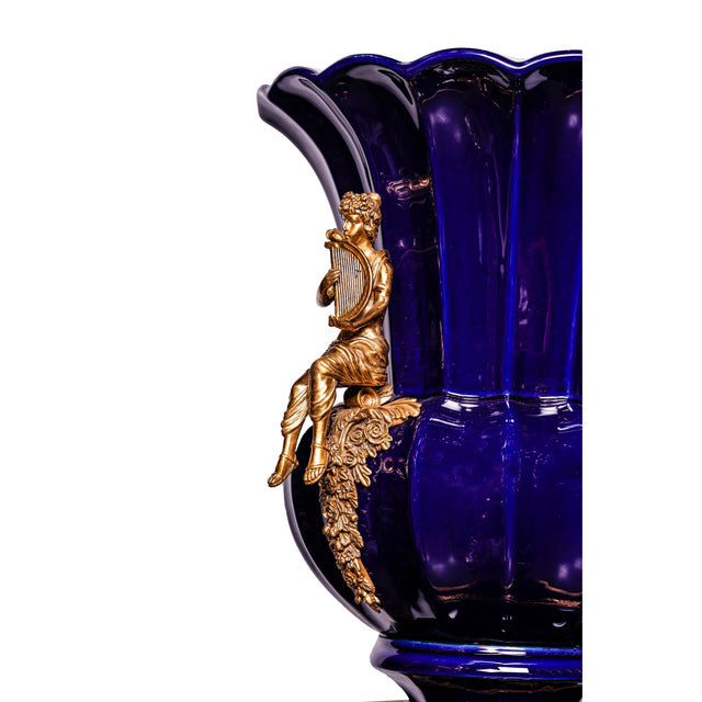 Ceramic Vase with Gilt Brass Finish
