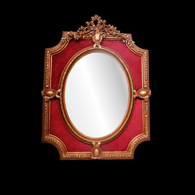French Louis XVI Velvet Upholstered Overmantel Mirror
