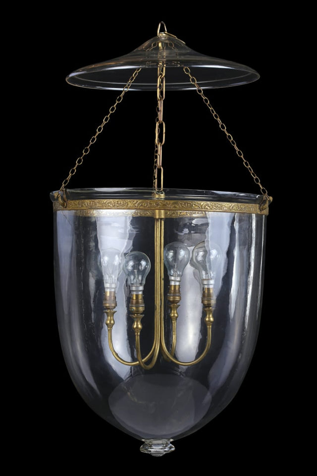 Bell Jar Lantern Clear Glass with Brass Fittings