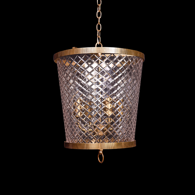 Brass & Cut Glass Bucket Hanging Lamp