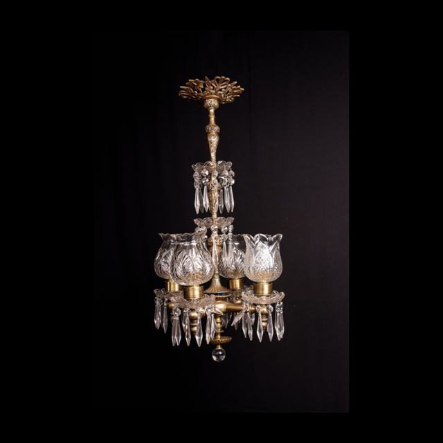 Brass and Cut Glass 4 Light Chandelier (customisable)