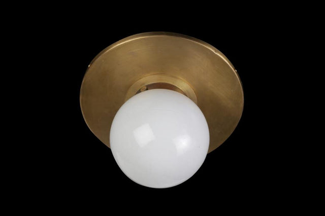 Classic ArtDeco Opal White Sphere with Brass Ceiling fitting