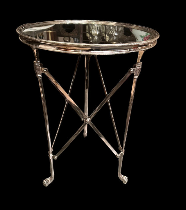 French Director Empire Campaign Bronze Tall Side Table