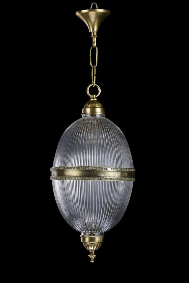Glass & Brass Pendant Holophane Lamp