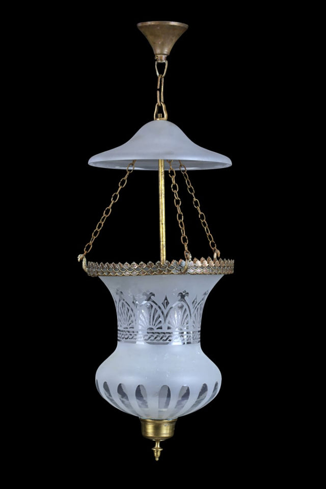 Handcut Bell Jar Lantern with Frosted Glass