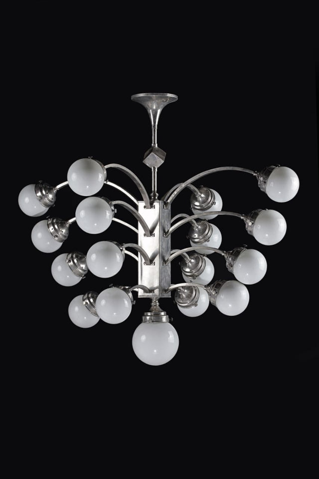 Large ArtDeco 17 Light Globe Fountain Chandelier