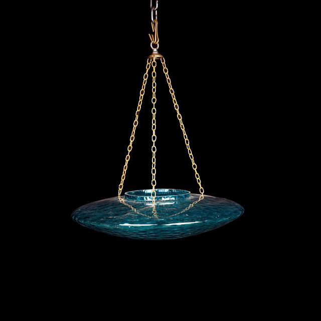 Ocean Blue Disc Hanging Light with Brass chain and Fittings (customisable)