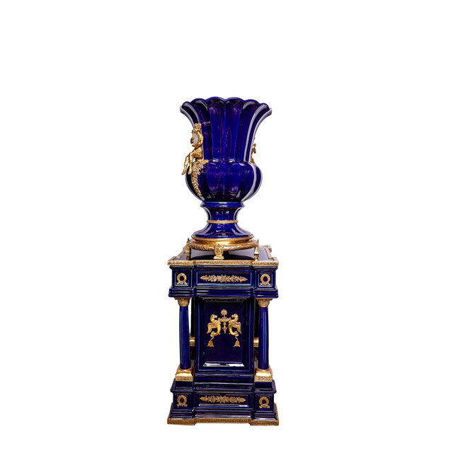 Ceramic Vase with Gilt Brass Finish